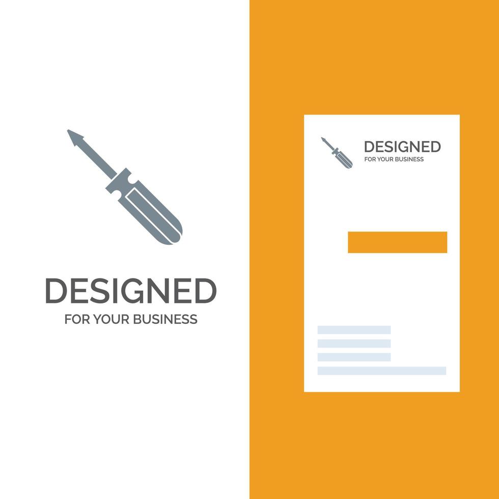 Screw Driver Tool Repair Tools Grey Logo Design and Business Card Template vector