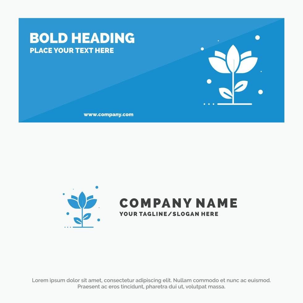 Flora Floral Flower Nature Rose SOlid Icon Website Banner and Business Logo Template vector