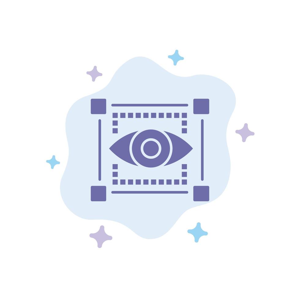 Visual View Sketching Eye Blue Icon on Abstract Cloud Background vector