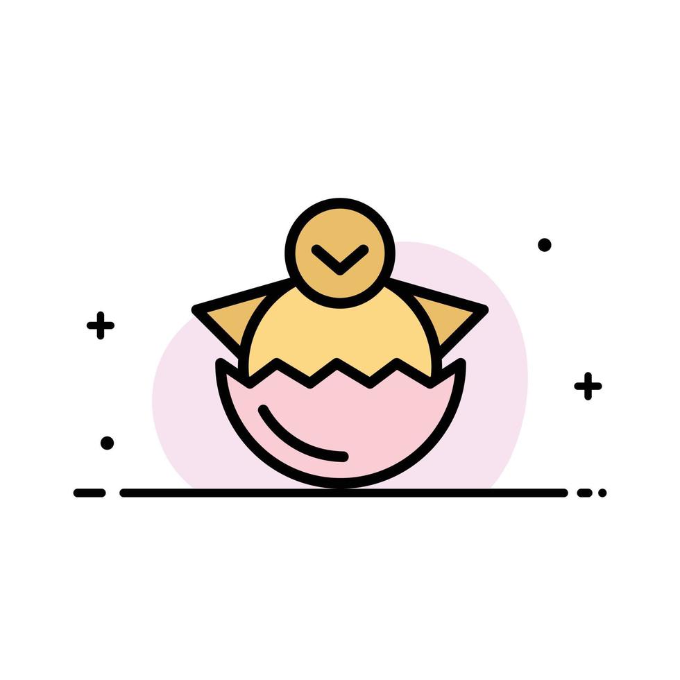 Egg Chicken Easter Baby Happy  Business Flat Line Filled Icon Vector Banner Template