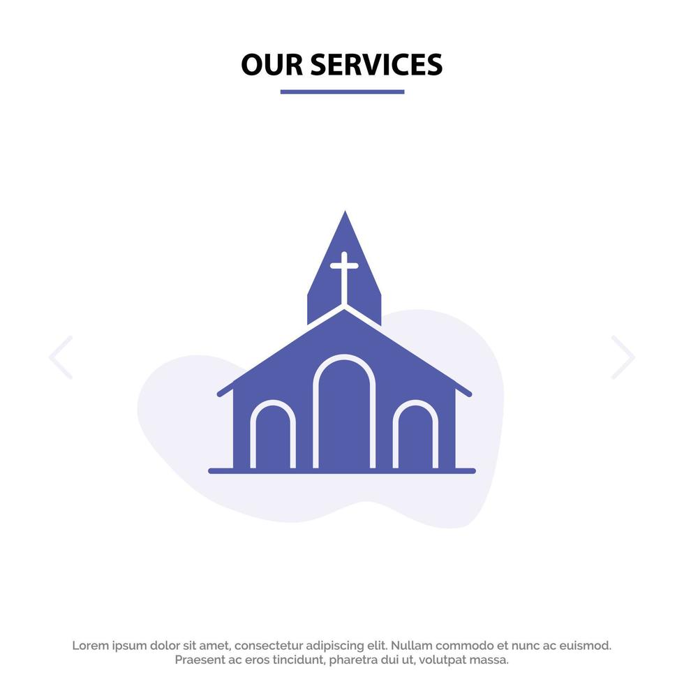 Our Services Church Celebration Christian Cross Easter Solid Glyph Icon Web card Template vector