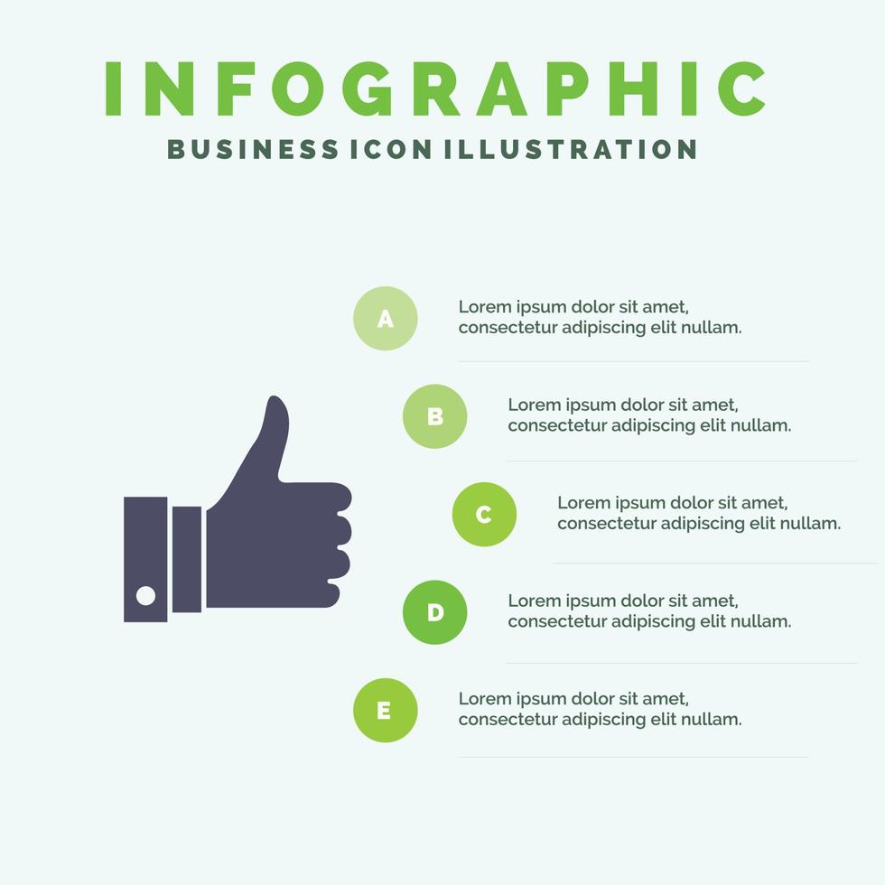 Appreciate Remarks Good Like Solid Icon Infographics 5 Steps Presentation Background vector