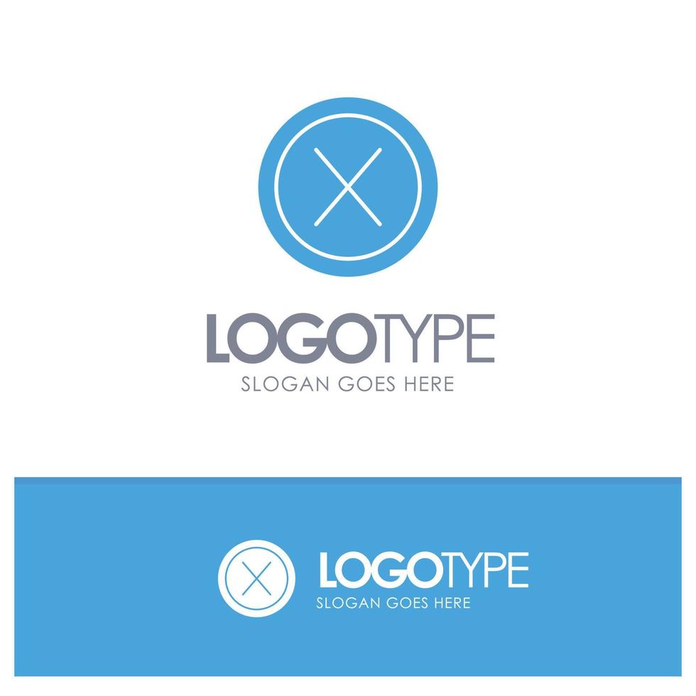 Close Cross Interface No User Blue Solid Logo with place for tagline vector