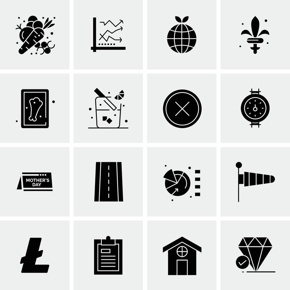 16 iconos de negocios universales vector ilustración de icono creativo para usar en proyectos relacionados con la web y dispositivos móviles