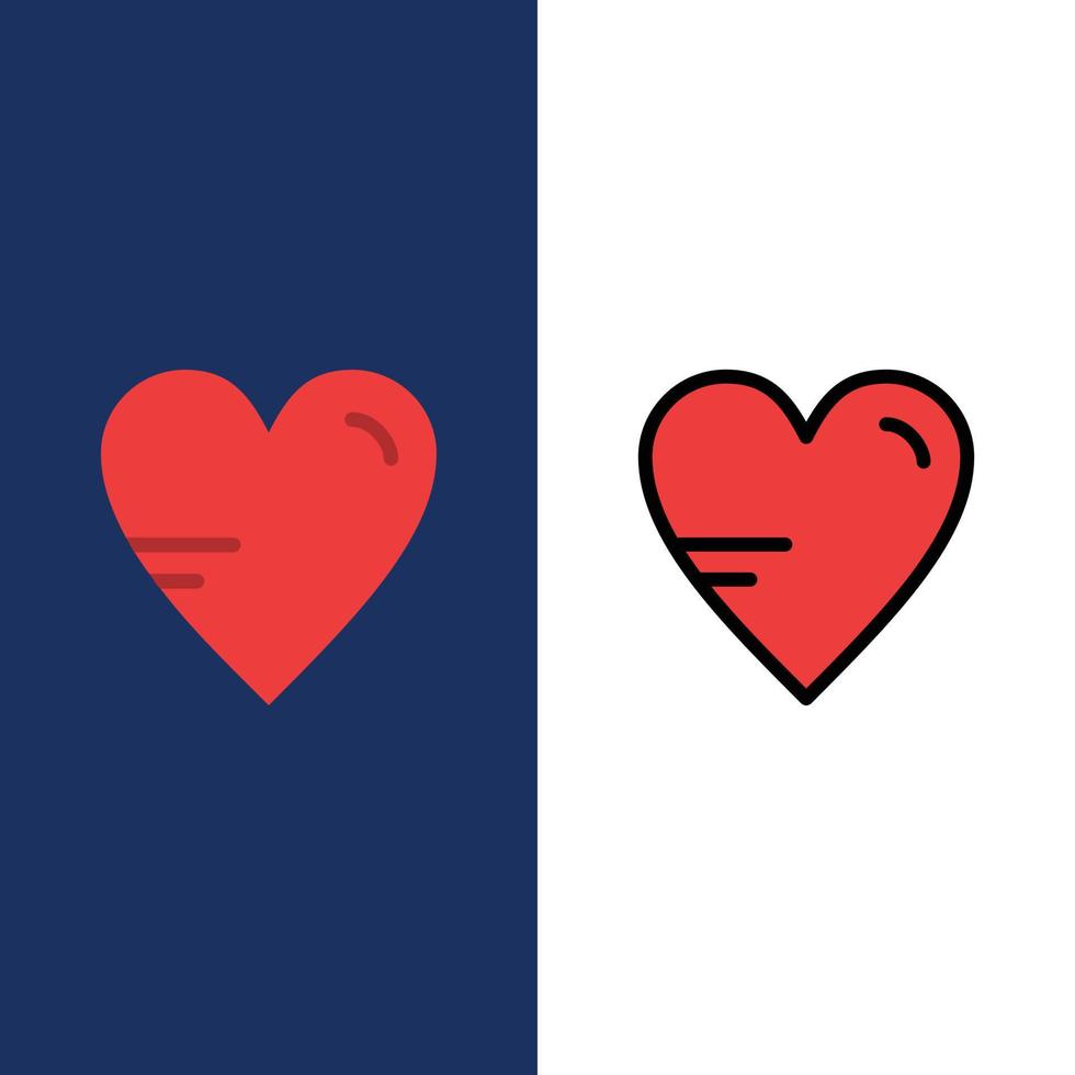 corazón amor estudio educación iconos planos y llenos de línea conjunto de iconos vector fondo azul