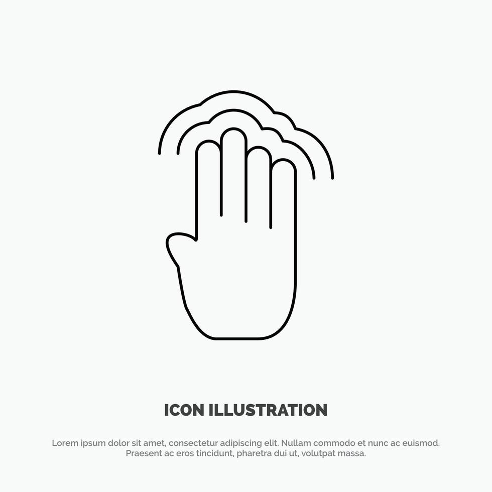 Fingers Four Gestures Interface Multiple Tap Line Icon Vector