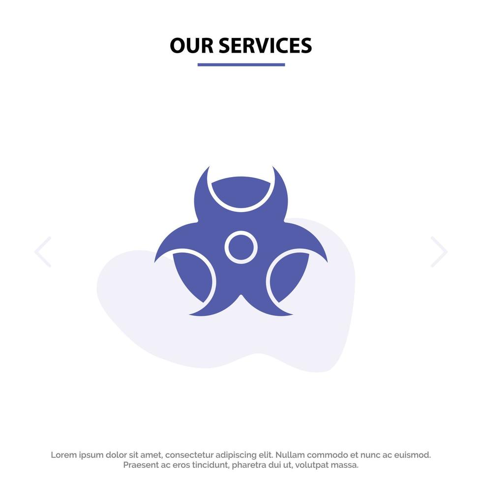 Our Services Education Physic Science Solid Glyph Icon Web card Template vector