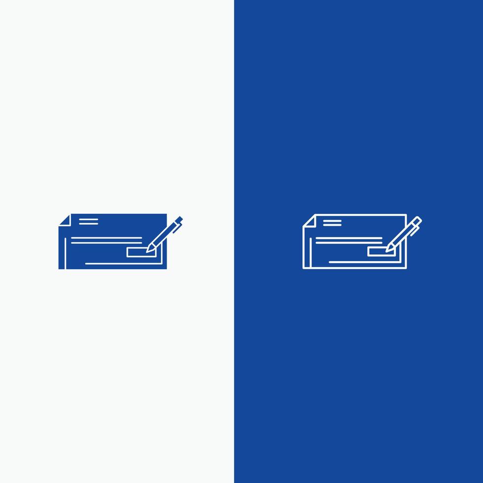 Check Bank Bank Check Business Finance Money Line and Glyph Solid icon Blue banner Line and Glyph So vector