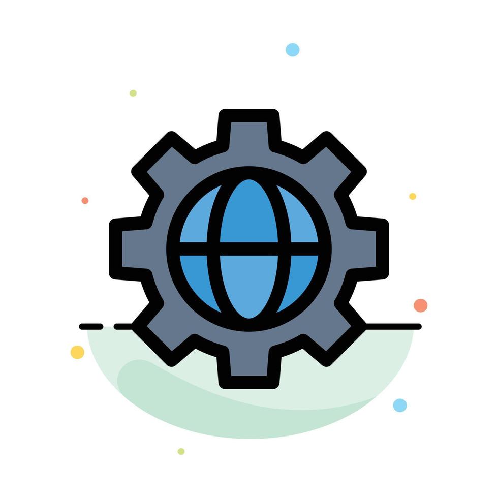 Gear Setting Globe Abstract Flat Color Icon Template vector