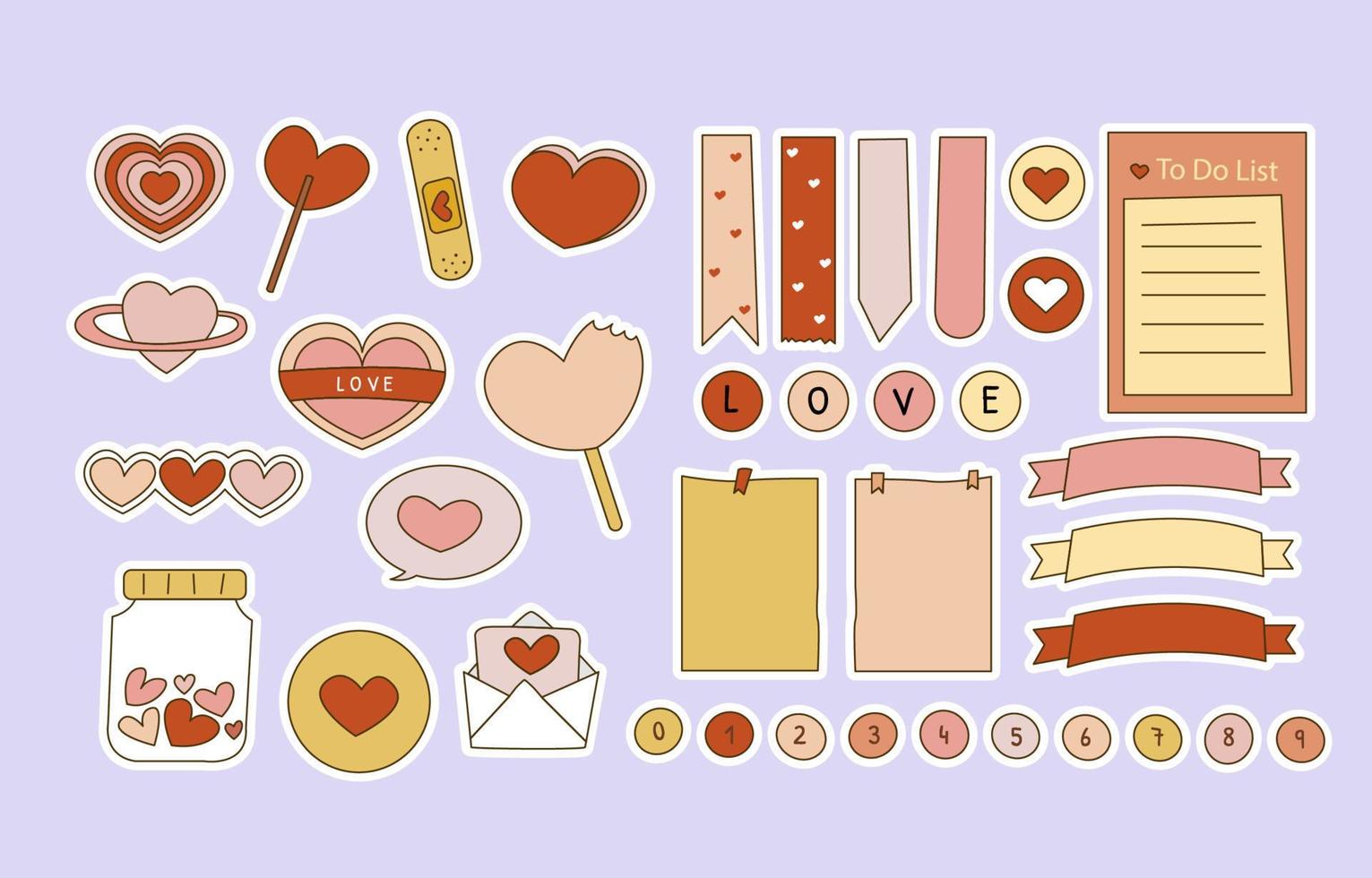 Cute Heart Doodle Journal Sticker Template vector