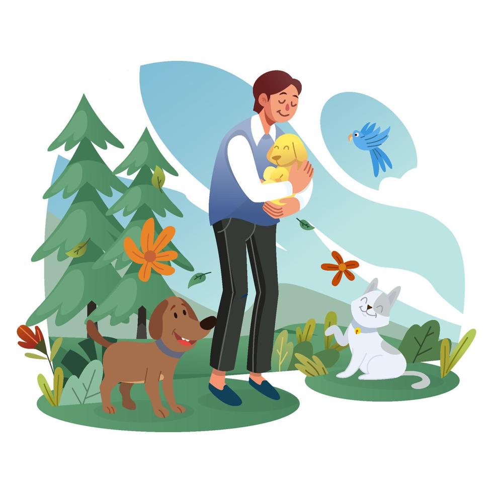 Pets and Their Owner vector