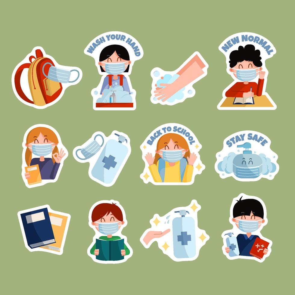 Back to School in New Normal Stickers vector