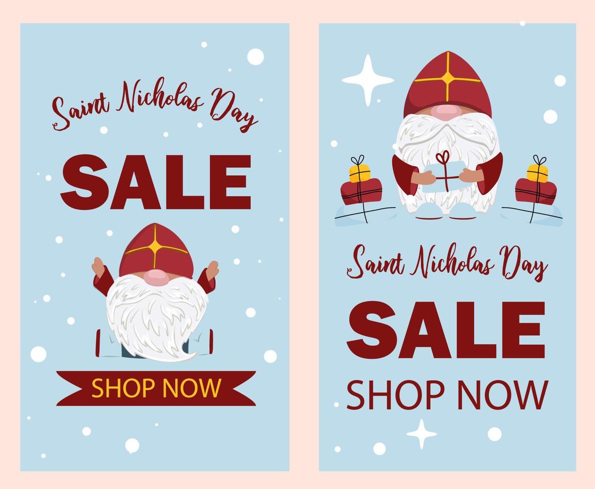 Normaal gesproken Aanpassen bedriegen saint nicholas sale. Mikulas or Sinterklaas winter holiday. St. Nicholas  character. Vertical sale banner. 13120079 Vector Art at Vecteezy