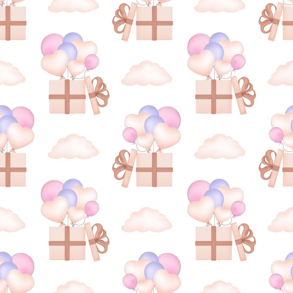 Seamless vector pattern with balloons. Baby shower party ornament. Gentle pattern for babies and newborns.