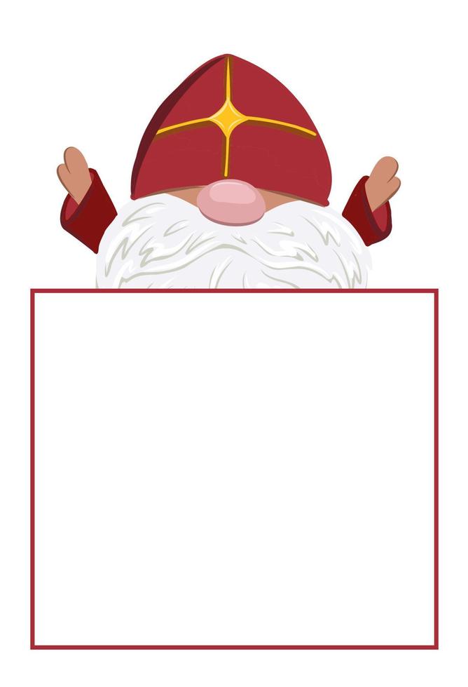 Saint Nicholas or Sinterklaas from above on a greeting card - template - vector illustration isolated