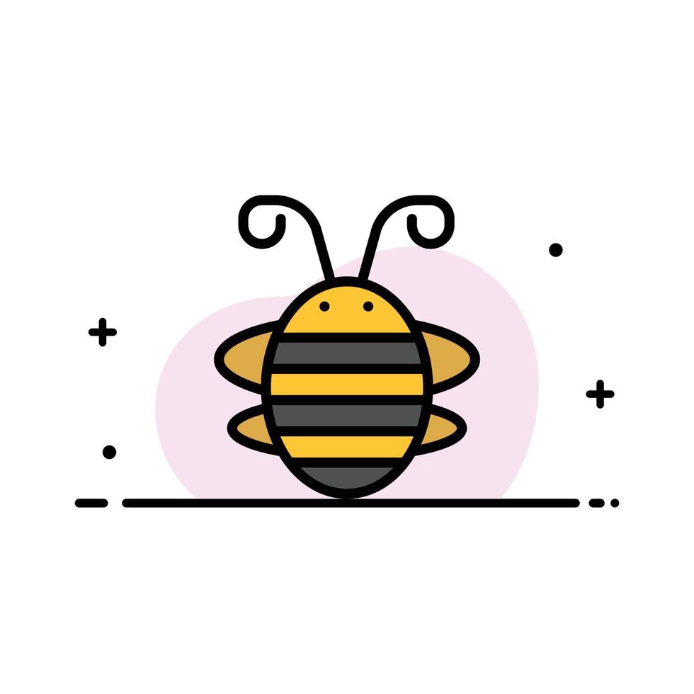 abeja insecto escarabajo error mariquita mariquita negocio línea plana icono lleno vector plantilla de banner