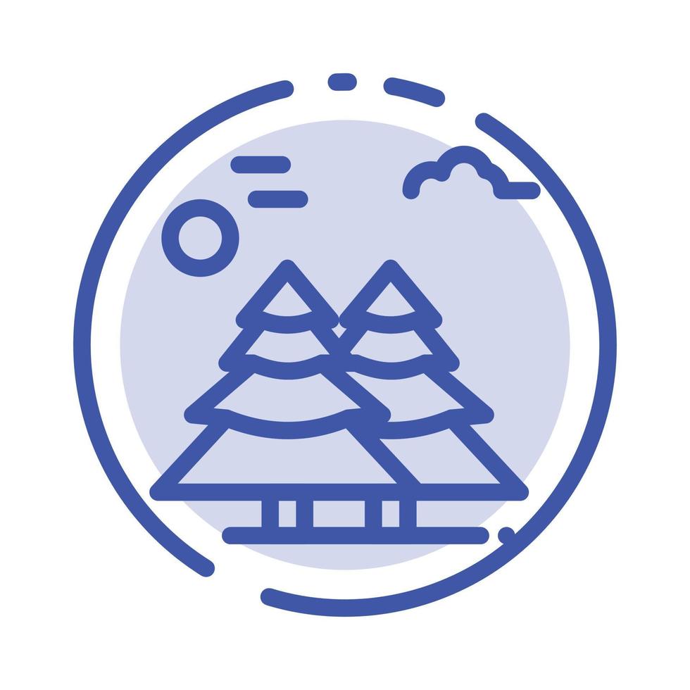 Alpine Arctic Canada Pine Trees Scandinavia Blue Dotted Line Line Icon vector