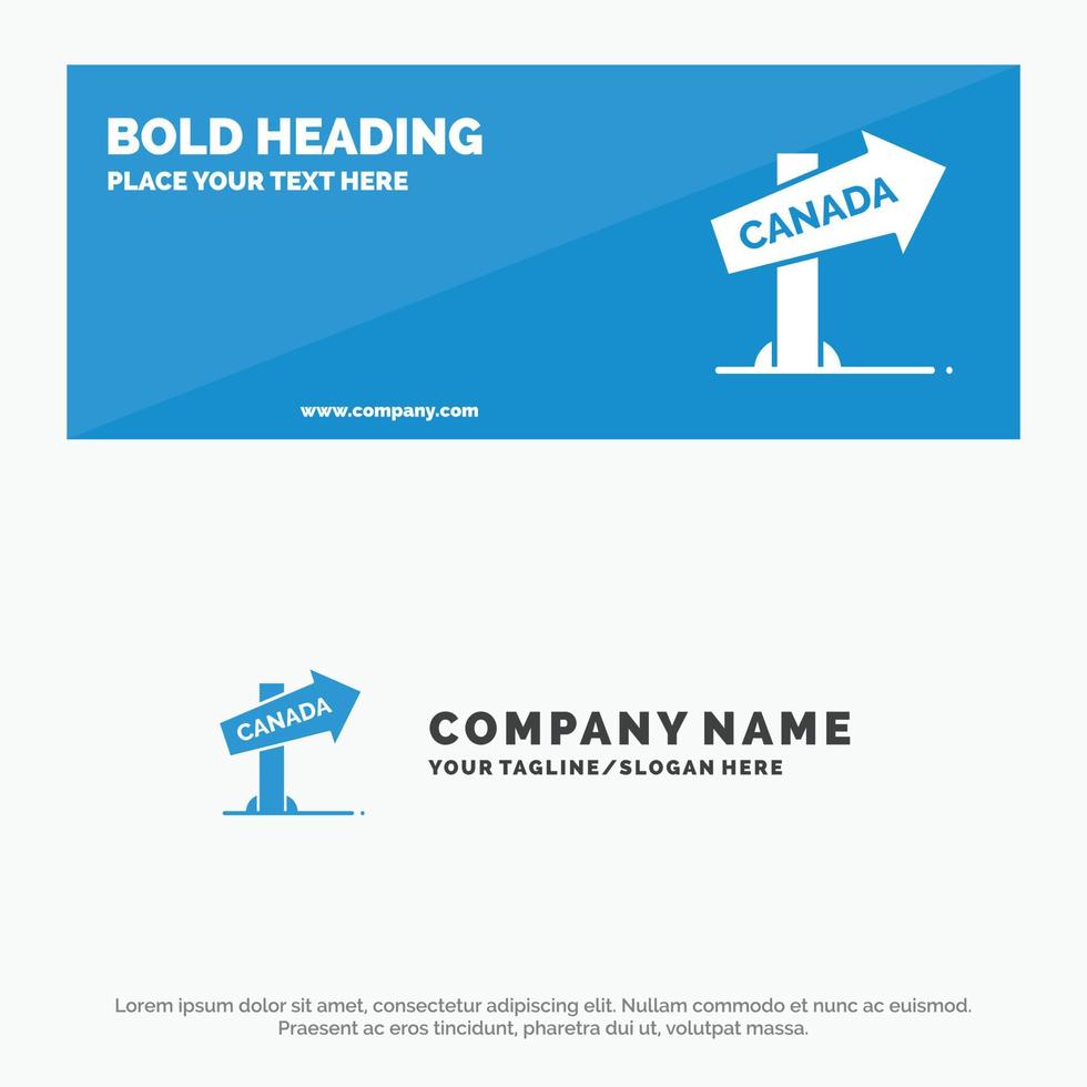 Canada Direction Location Sign SOlid Icon Website Banner and Business Logo Template vector