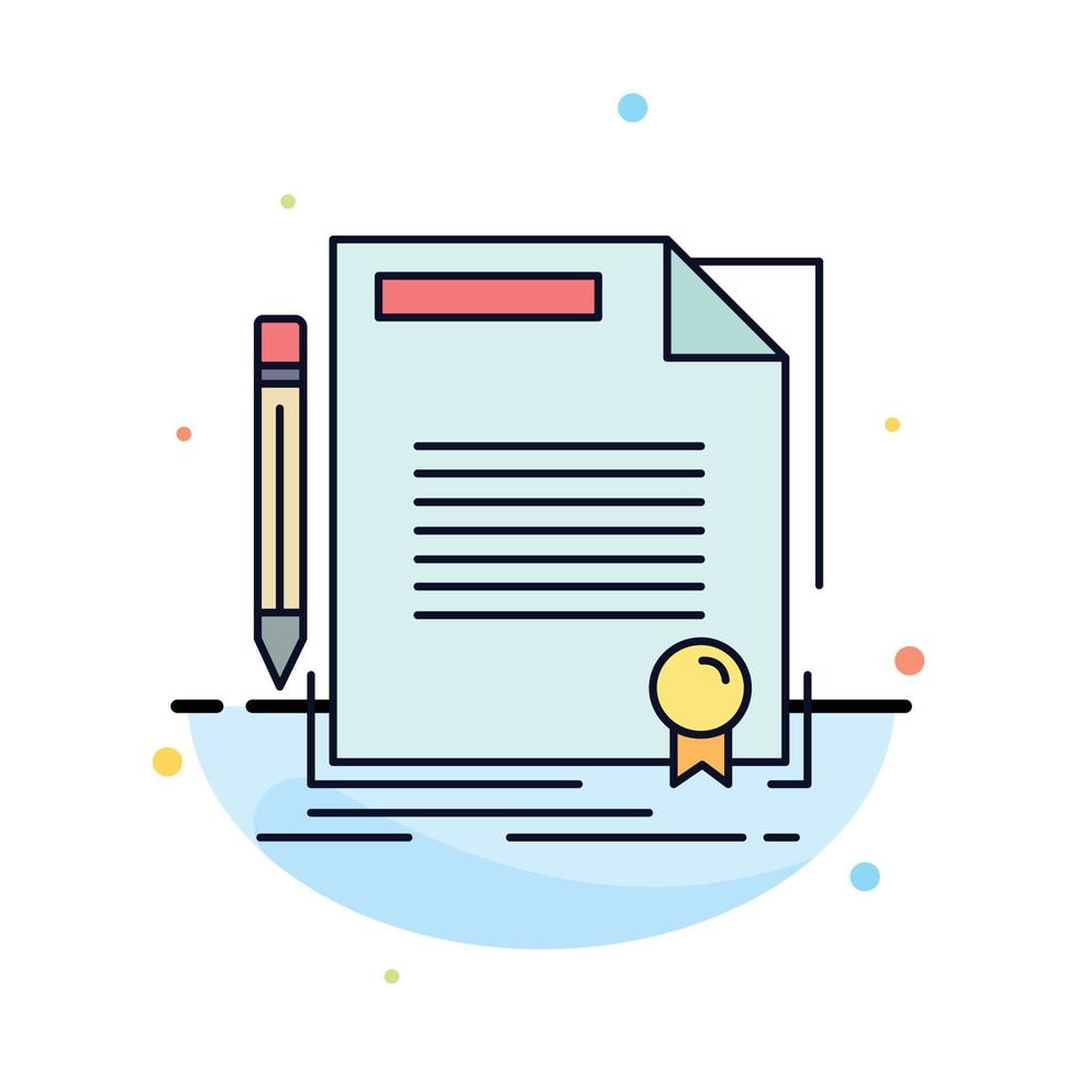 agreement contract deal document paper Flat Color Icon Vector