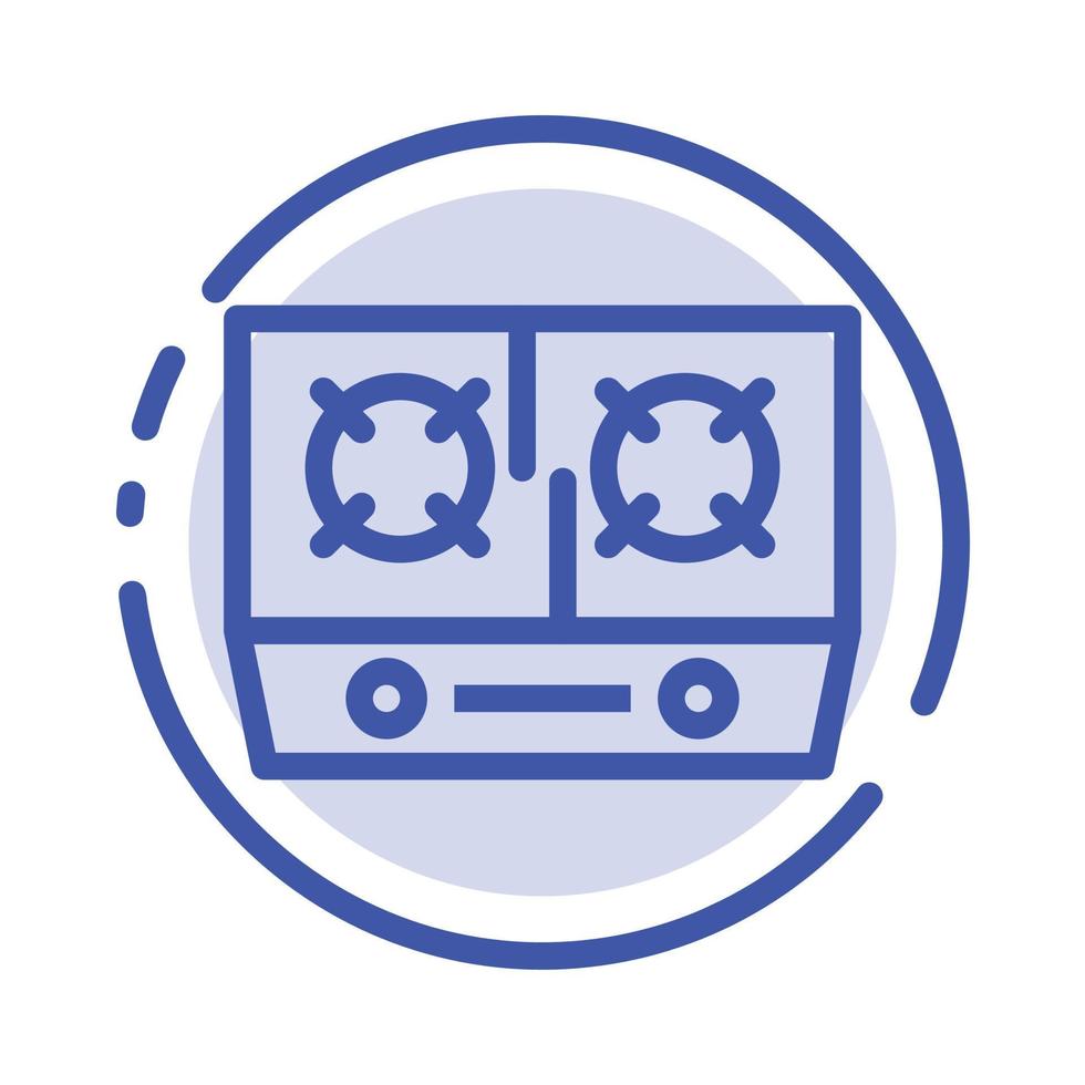 Stove Gas Kitchen Cooking Blue Dotted Line Line Icon vector