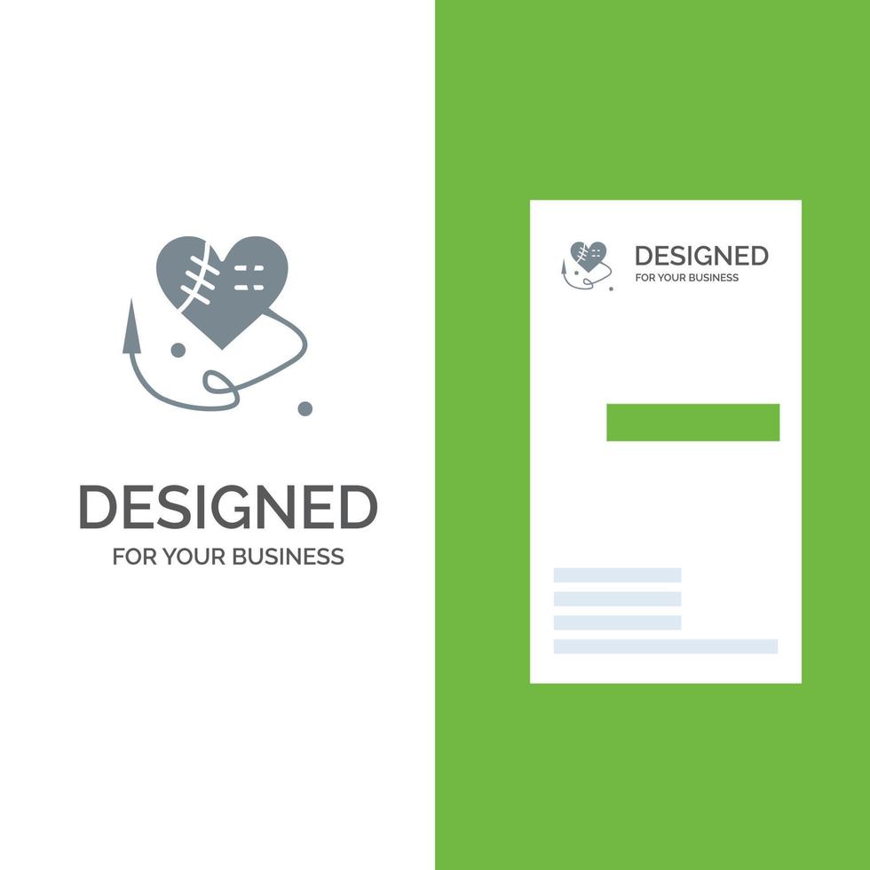 Sewing Heart Broken Heart Heart  Grey Logo Design and Business Card Template vector