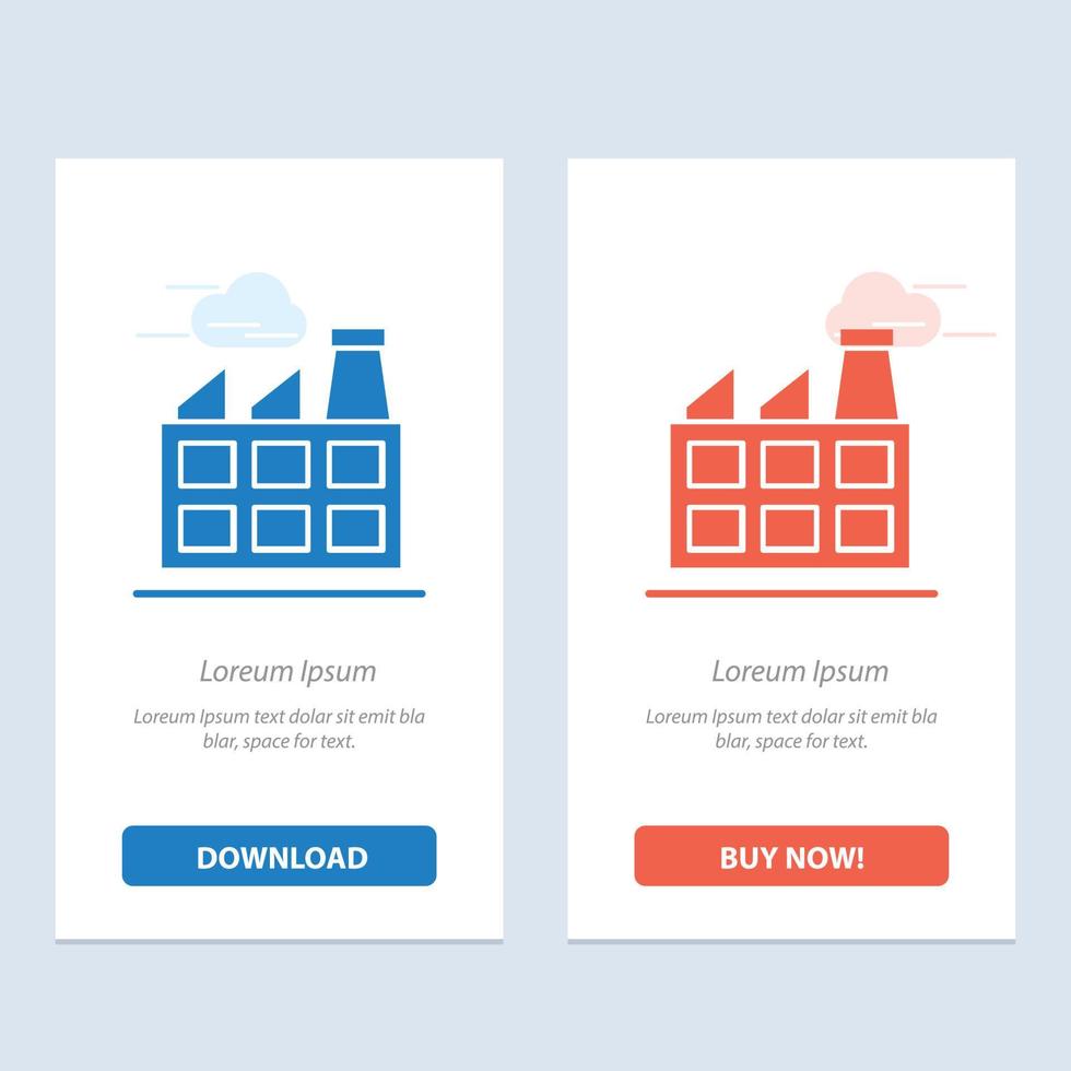 Construction Factory Industry  Blue and Red Download and Buy Now web Widget Card Template vector