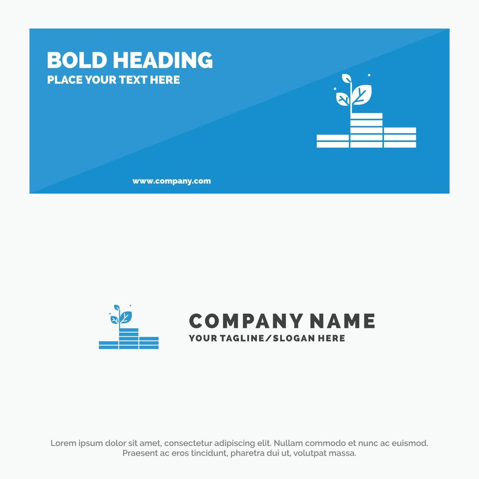 Grow Growth Money Success SOlid Icon Website Banner and Business Logo Template vector