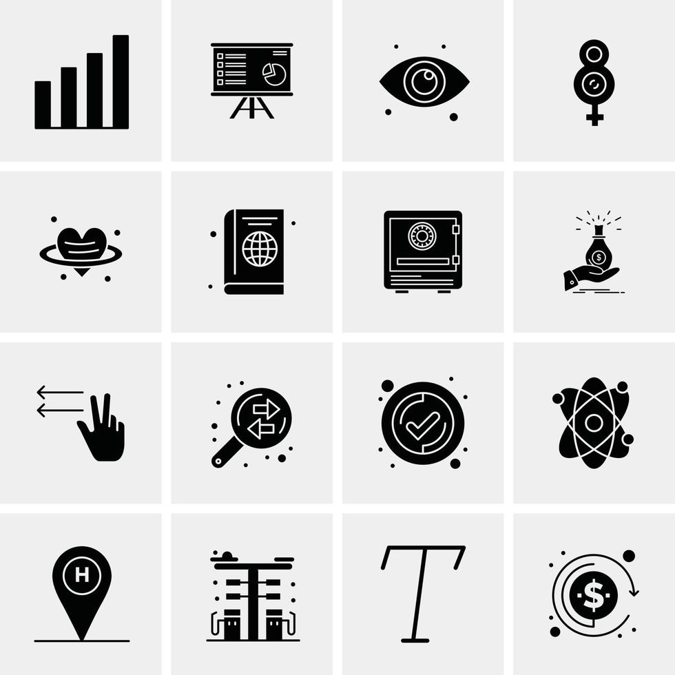 16 iconos de negocios universales vector ilustración de icono creativo para usar en proyectos relacionados con la web y dispositivos móviles