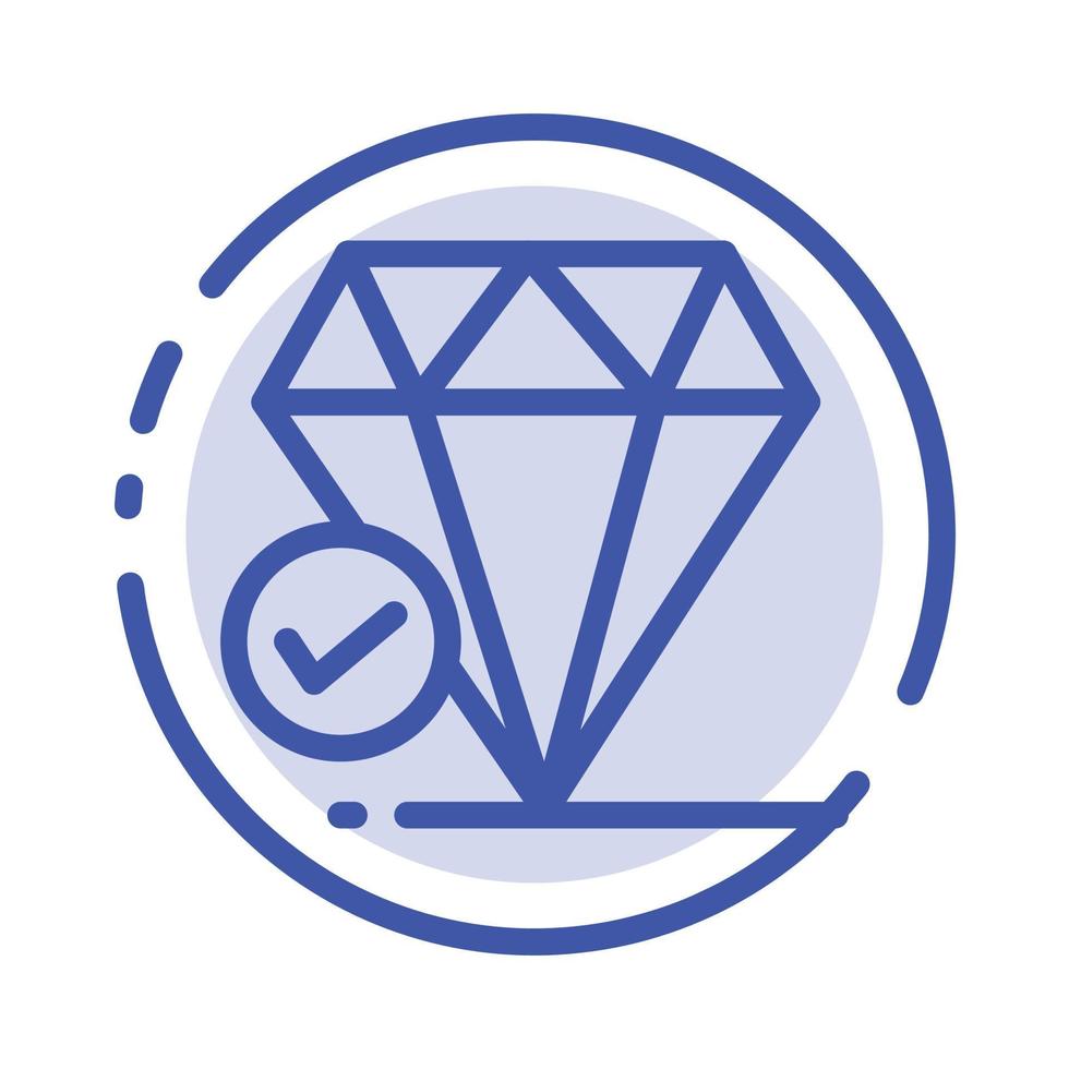 diamante joya grande pensar tiza azul línea punteada icono de línea vector