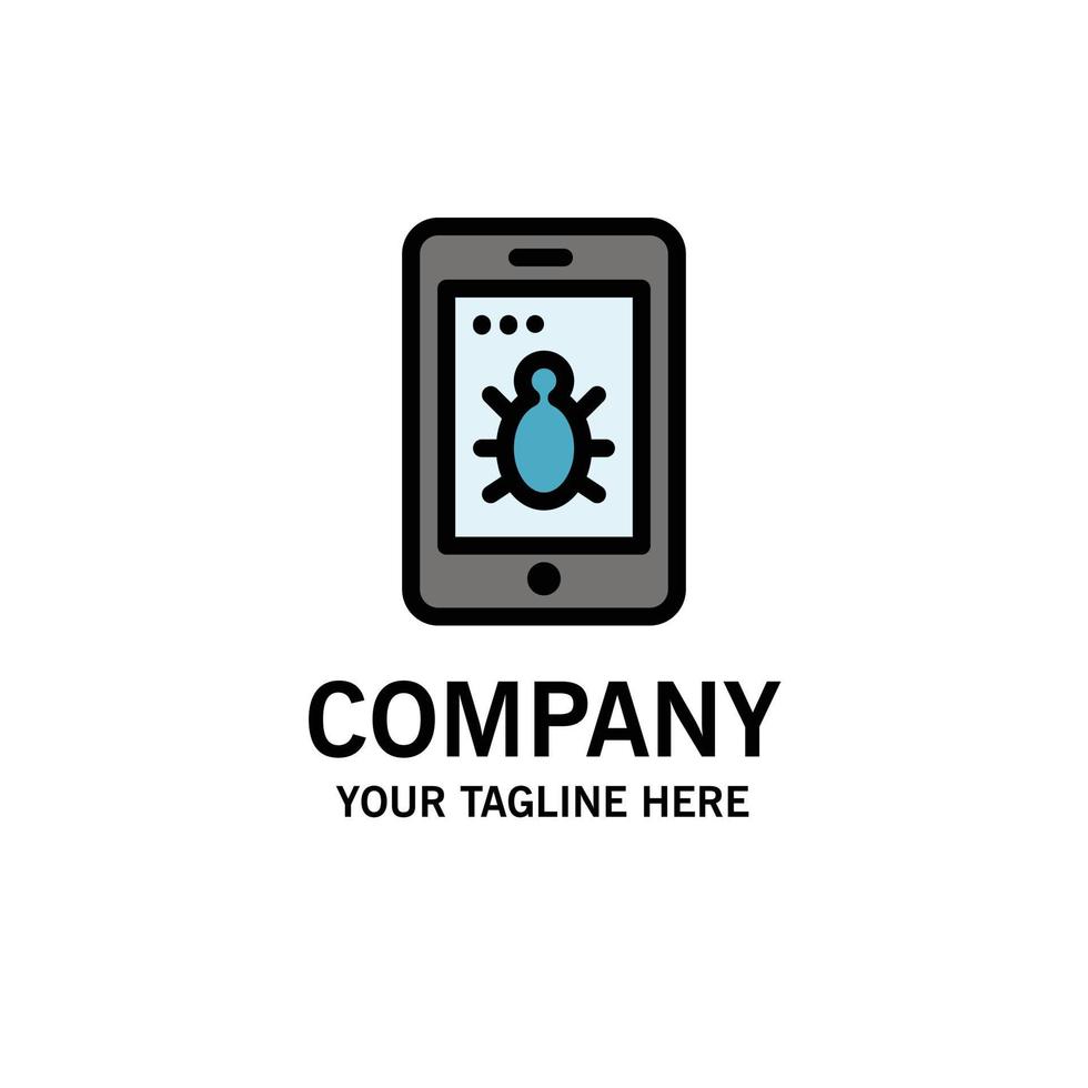 Mobile Security Bug Business Logo Template Flat Color vector