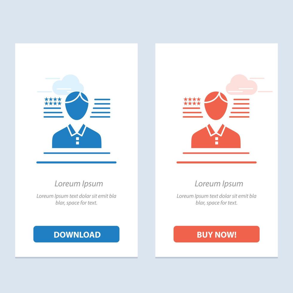 Man American Flag  Blue and Red Download and Buy Now web Widget Card Template vector