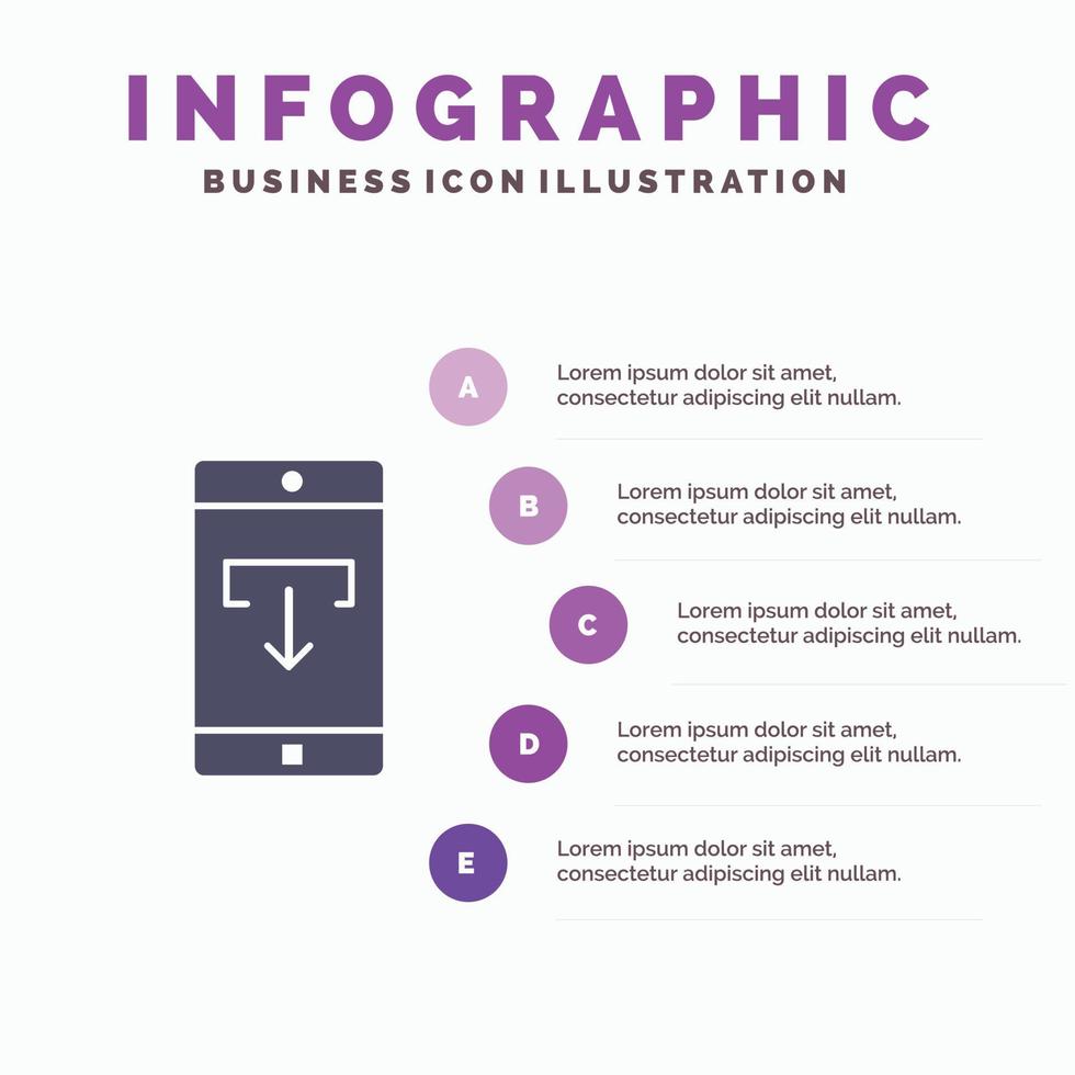 Application Data Download Mobile Mobile Application Solid Icon Infographics 5 Steps Presentation Bac vector