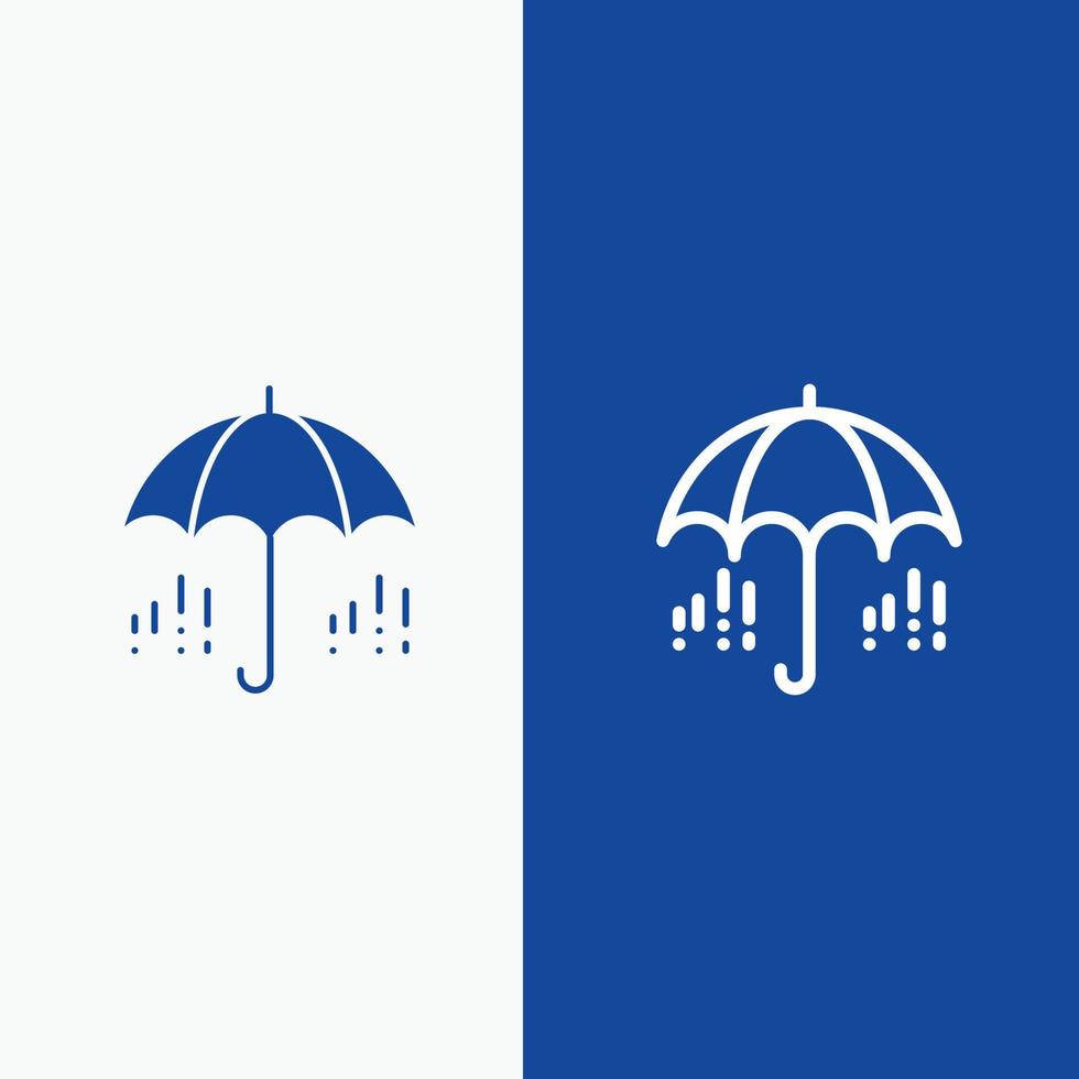 Umbrella Rain Weather Spring Line and Glyph Solid icon Blue banner Line and Glyph Solid icon Blue ba vector