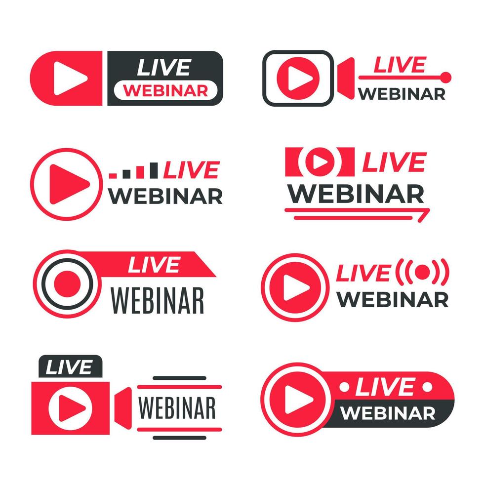 Live Stream Generic Live Webinar Icon Badge Set vector