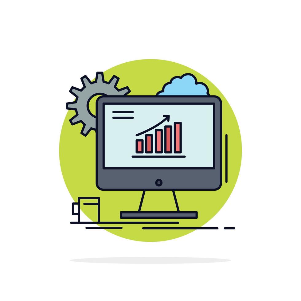 Analytics chart seo web Setting Flat Color Icon Vector
