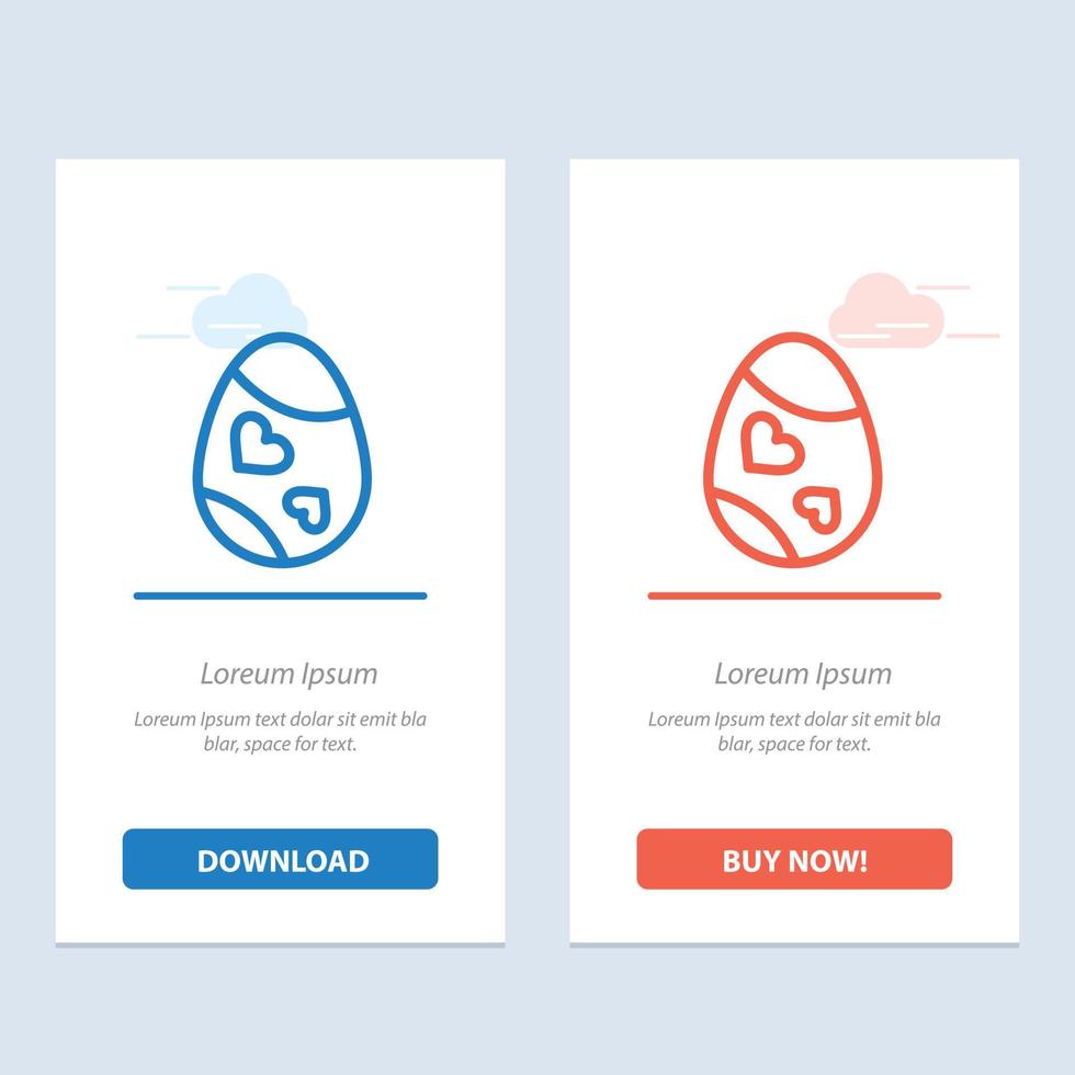 Bird Decoration Easter Egg Heart  Blue and Red Download and Buy Now web Widget Card Template vector