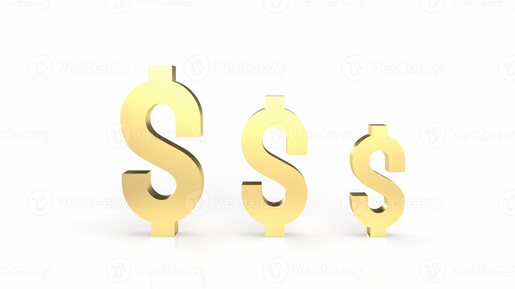 el símbolo del dólar de oro sobre fondo blanco para la representación 3d del concepto de negocio foto