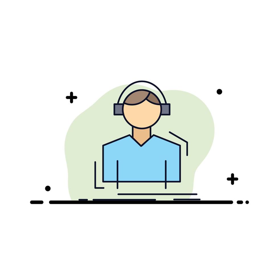 Engineer headphones listen meloman music Flat Color Icon Vector