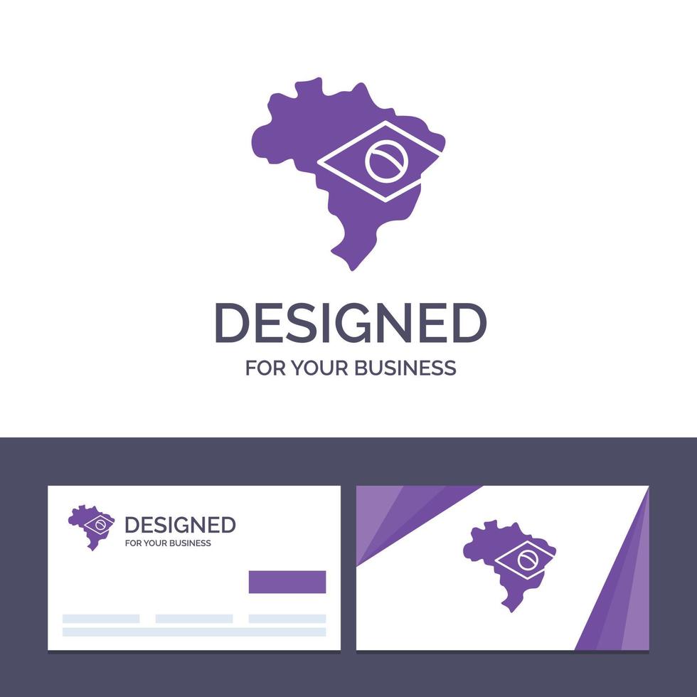 tarjeta de visita creativa y plantilla de logotipo mapa bandera brasil ilustración vectorial vector