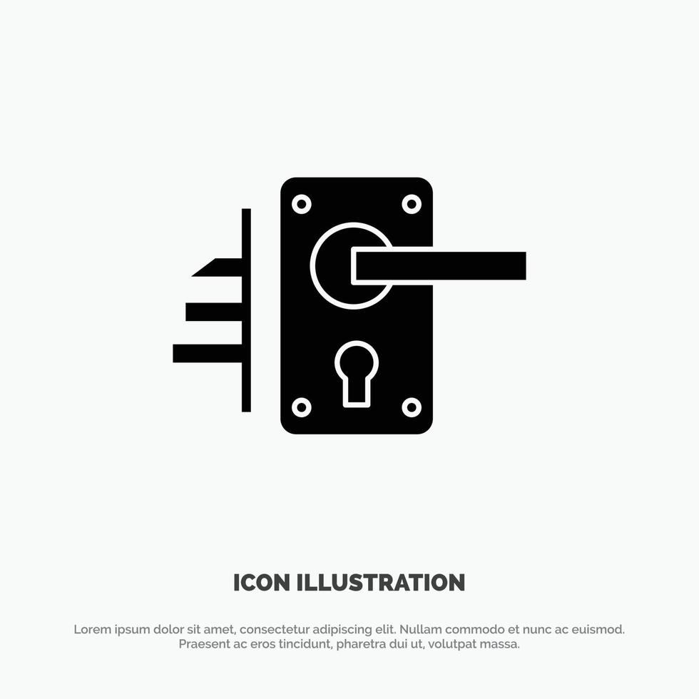 Lock Door Handle Keyhole Home solid Glyph Icon vector