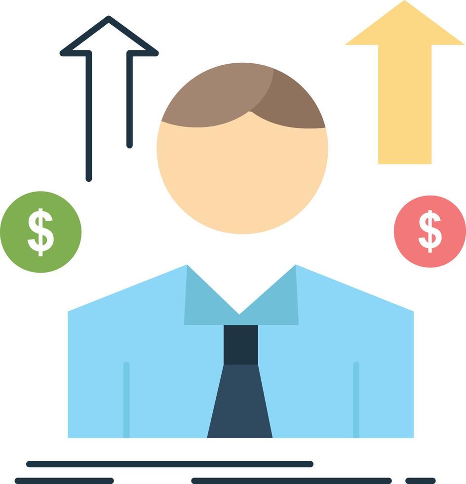 Business man avatar employee sales man Flat Color Icon Vector