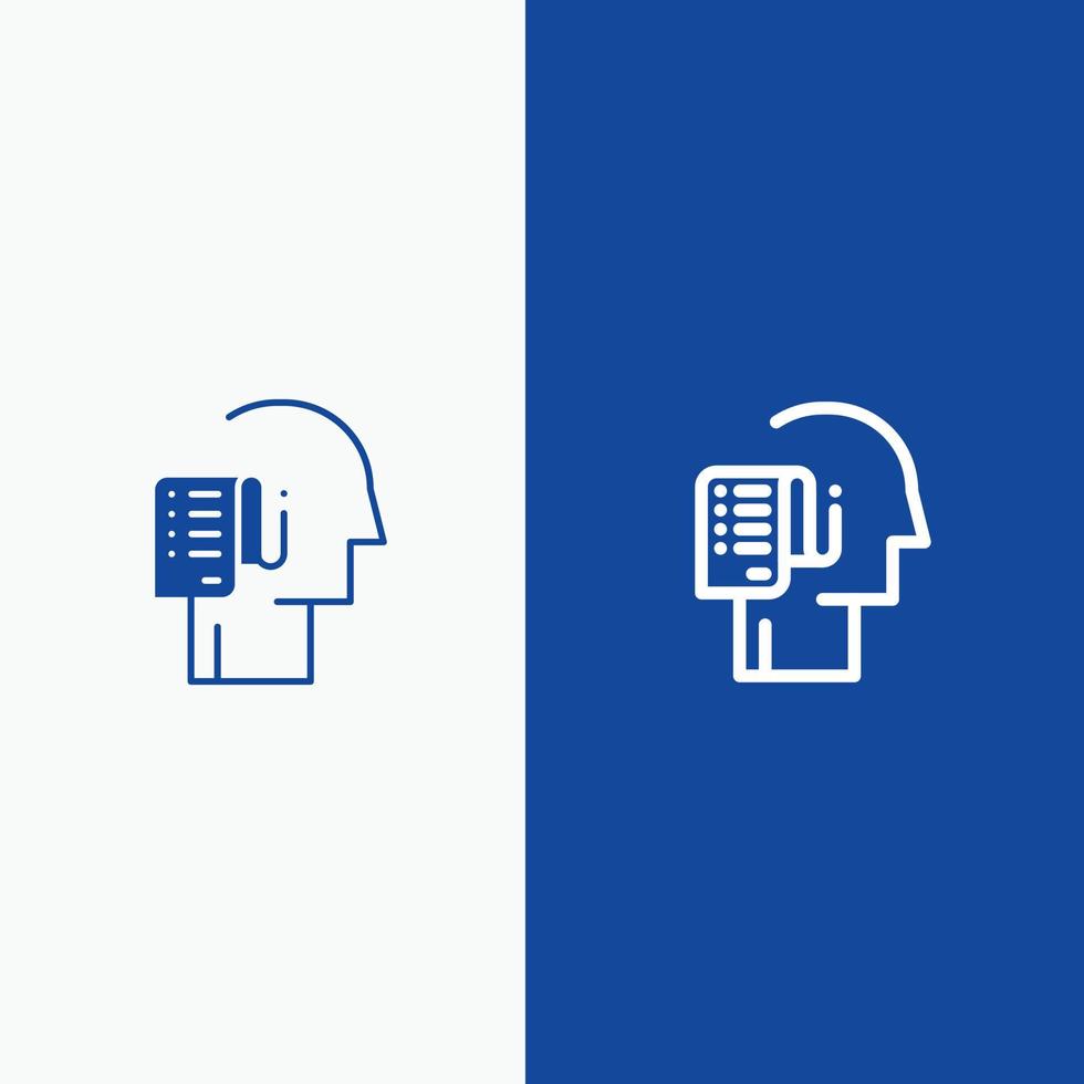 Human List Person Schedule Tasks Line and Glyph Solid icon Blue banner Line and Glyph Solid icon Blu vector