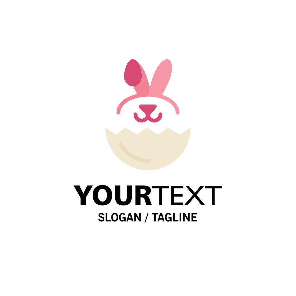 Egg Rabbit Easter Business Logo Template Flat Color vector