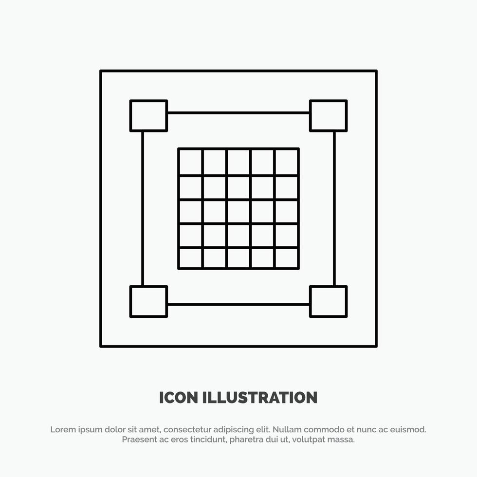 vector de icono de línea de cuadrícula gráfica de diseñador de diseño creativo