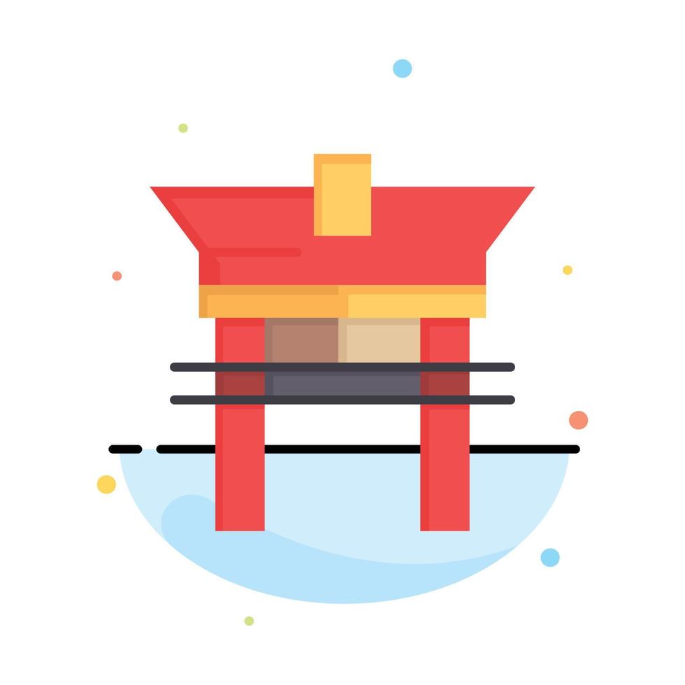 Gate Bridge China Chinese Abstract Flat Color Icon Template vector