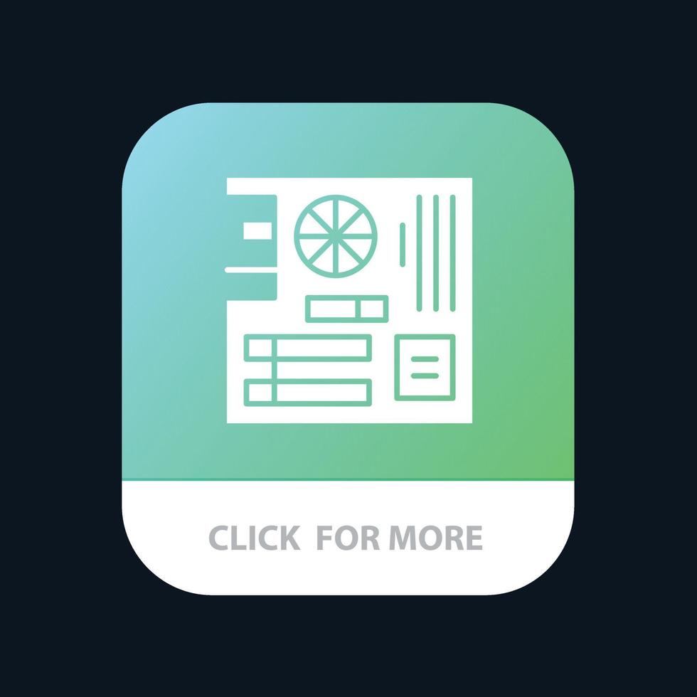 computadora de a bordo placa base principal botón de la aplicación móvil de la madre versión de glifo de android e ios vector