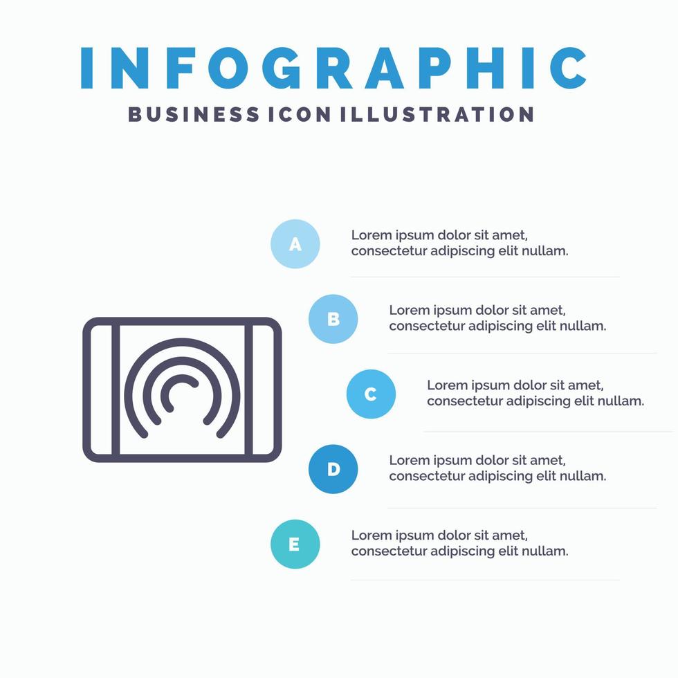 Interaction User Touch Interface Blue Infographics Template 5 Steps Vector Line Icon template