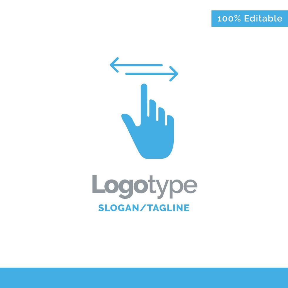 Finger Gestures Hand Left Right Blue Solid Logo Template Place for Tagline vector