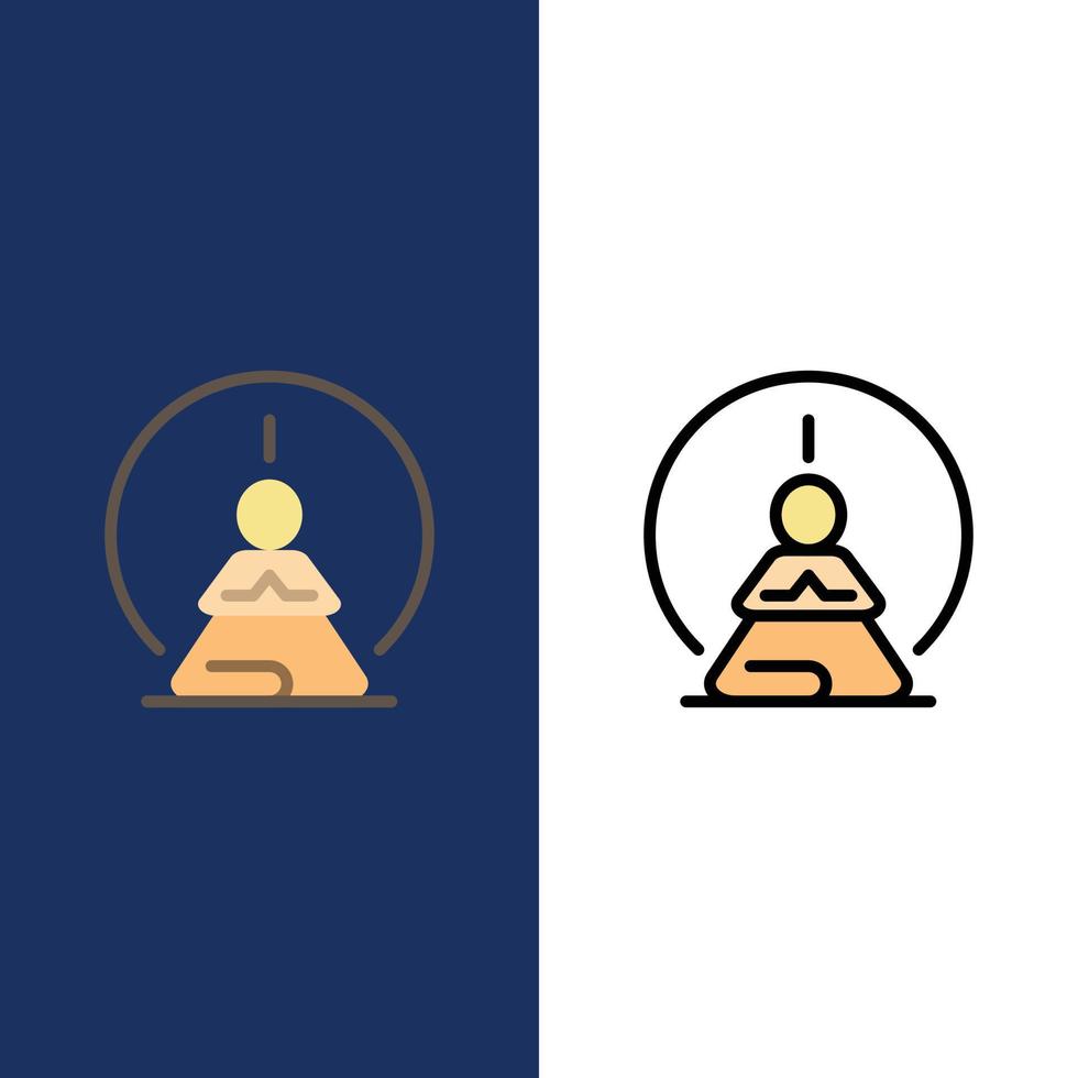 Mental Concentration Concentration Meditation Mental Mind  Icons Flat and Line Filled Icon Set Vecto vector