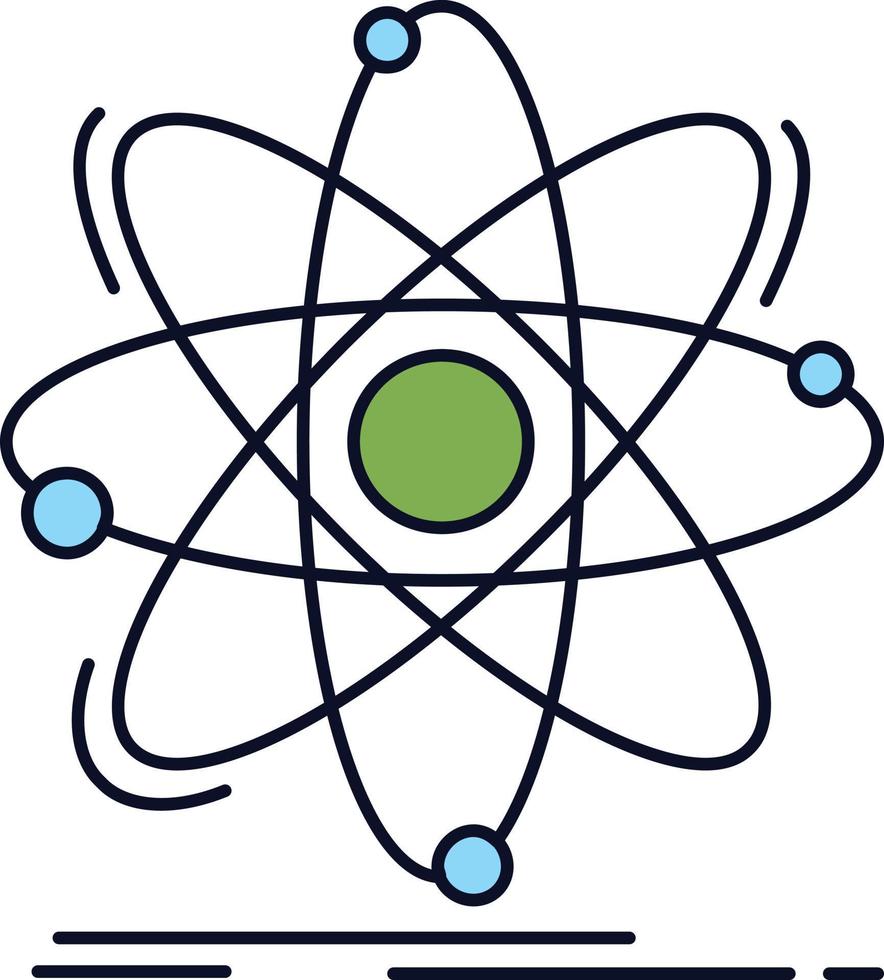 átomo ciencia química física nuclear color plano icono vector